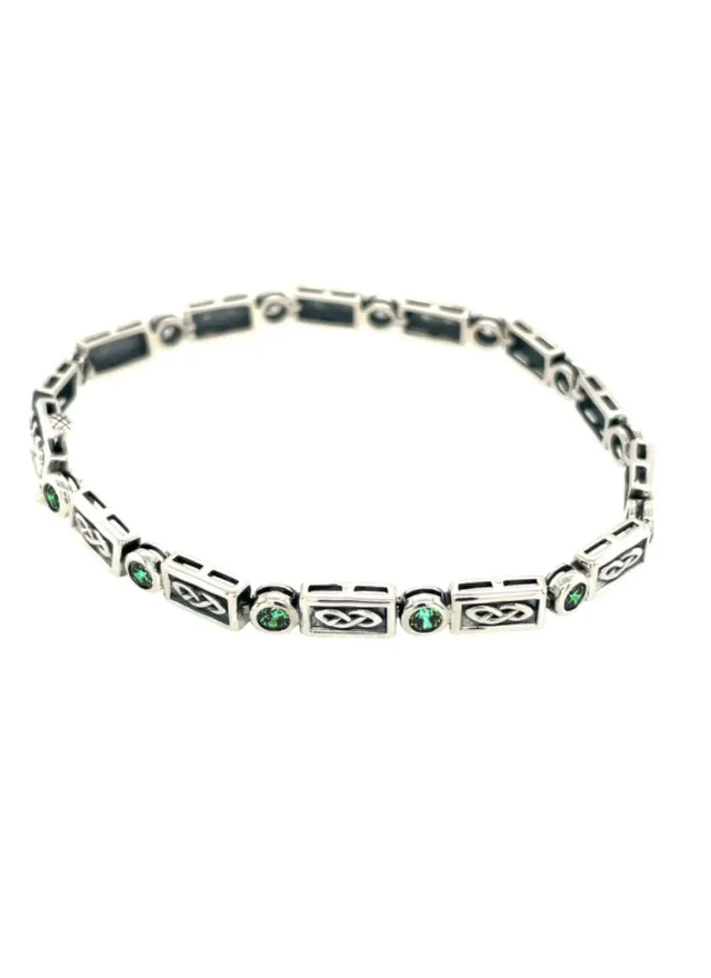 Elegant Sterling Silver Bracelet Featuring Green Crystal
